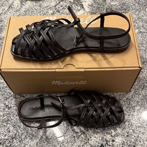 Madewell Leather Dark Brown Strappy Sandals